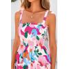 imagePRETTYGARDEN Womens Summer Dresses 2025 Casual Spaghetti Strap Ruffle Smocked Flowy Floral Print Maxi Dress with PocketsApricot Rose Red Flower