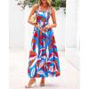 imagePRETTYGARDEN Womens Summer Dresses 2025 Casual Spaghetti Strap Ruffle Smocked Flowy Floral Print Maxi Dress with PocketsFloral Blue Multicolored