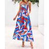 imagePRETTYGARDEN Womens Summer Dresses 2025 Casual Spaghetti Strap Ruffle Smocked Flowy Floral Print Maxi Dress with PocketsFloral Blue Multicolored