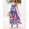 imagePRETTYGARDEN Womens Summer Dresses 2025 Casual Spaghetti Strap Ruffle Smocked Flowy Floral Print Maxi Dress with PocketsFloral Blue Multicolored