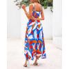 imagePRETTYGARDEN Womens Summer Dresses 2025 Casual Spaghetti Strap Ruffle Smocked Flowy Floral Print Maxi Dress with PocketsFloral Blue Multicolored