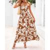 imagePRETTYGARDEN Womens Summer Dresses 2025 Casual Spaghetti Strap Ruffle Smocked Flowy Floral Print Maxi Dress with PocketsKhaki