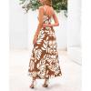 imagePRETTYGARDEN Womens Summer Dresses 2025 Casual Spaghetti Strap Ruffle Smocked Flowy Floral Print Maxi Dress with PocketsKhaki