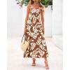 imagePRETTYGARDEN Womens Summer Dresses 2025 Casual Spaghetti Strap Ruffle Smocked Flowy Floral Print Maxi Dress with PocketsKhaki