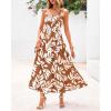 imagePRETTYGARDEN Womens Summer Dresses 2025 Casual Spaghetti Strap Ruffle Smocked Flowy Floral Print Maxi Dress with PocketsKhaki