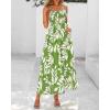 imagePRETTYGARDEN Womens Summer Dresses 2025 Casual Spaghetti Strap Ruffle Smocked Flowy Floral Print Maxi Dress with PocketsLeaves Light Green