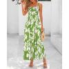 imagePRETTYGARDEN Womens Summer Dresses 2025 Casual Spaghetti Strap Ruffle Smocked Flowy Floral Print Maxi Dress with PocketsLeaves Light Green