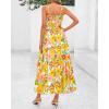 imagePRETTYGARDEN Womens Summer Dresses 2025 Casual Spaghetti Strap Ruffle Smocked Flowy Floral Print Maxi Dress with PocketsWhite Yellow Flower