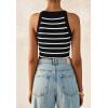 imagePRETTYGARDEN Womens Tops Dressy Casual Halter Neck Going Out Tank Tops for Women 2025 Slim Fit Ribbed Striped Summer TanksBlack