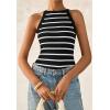 imagePRETTYGARDEN Womens Tops Dressy Casual Halter Neck Going Out Tank Tops for Women 2025 Slim Fit Ribbed Striped Summer TanksBlack