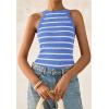 imagePRETTYGARDEN Womens Tops Dressy Casual Halter Neck Going Out Tank Tops for Women 2025 Slim Fit Ribbed Striped Summer TanksBlue