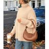 imagePRETTYGARDEN Womens Winter Clothes Pullover Oversized Sweaters Casual Long Sleeve Chunky Cable Knit Turtleneck TopsBeige