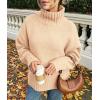 imagePRETTYGARDEN Womens Winter Clothes Pullover Oversized Sweaters Casual Long Sleeve Chunky Cable Knit Turtleneck TopsBeige