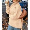 imagePRETTYGARDEN Womens Winter Clothes Pullover Oversized Sweaters Casual Long Sleeve Chunky Cable Knit Turtleneck TopsBeige