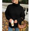 imagePRETTYGARDEN Womens Winter Clothes Pullover Oversized Sweaters Casual Long Sleeve Chunky Cable Knit Turtleneck TopsBlack