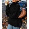 imagePRETTYGARDEN Womens Winter Clothes Pullover Oversized Sweaters Casual Long Sleeve Chunky Cable Knit Turtleneck TopsBlack