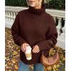 imagePRETTYGARDEN Womens Winter Clothes Pullover Oversized Sweaters Casual Long Sleeve Chunky Cable Knit Turtleneck TopsCoffee