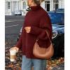 imagePRETTYGARDEN Womens Winter Clothes Pullover Oversized Sweaters Casual Long Sleeve Chunky Cable Knit Turtleneck TopsDark Wine Red