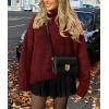 imagePRETTYGARDEN Womens Winter Clothes Pullover Oversized Sweaters Casual Long Sleeve Chunky Cable Knit Turtleneck TopsDark Wine Red