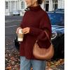 imagePRETTYGARDEN Womens Winter Clothes Pullover Oversized Sweaters Casual Long Sleeve Chunky Cable Knit Turtleneck TopsDark Wine Red