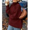 imagePRETTYGARDEN Womens Winter Clothes Pullover Oversized Sweaters Casual Long Sleeve Chunky Cable Knit Turtleneck TopsDark Wine Red