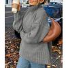 imagePRETTYGARDEN Womens Winter Clothes Pullover Oversized Sweaters Casual Long Sleeve Chunky Cable Knit Turtleneck TopsGrey