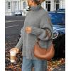 imagePRETTYGARDEN Womens Winter Clothes Pullover Oversized Sweaters Casual Long Sleeve Chunky Cable Knit Turtleneck TopsGrey