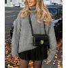 imagePRETTYGARDEN Womens Winter Clothes Pullover Oversized Sweaters Casual Long Sleeve Chunky Cable Knit Turtleneck TopsGrey