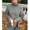 imagePRETTYGARDEN Womens Winter Clothes Pullover Oversized Sweaters Casual Long Sleeve Chunky Cable Knit Turtleneck TopsGrey