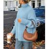 imagePRETTYGARDEN Womens Winter Clothes Pullover Oversized Sweaters Casual Long Sleeve Chunky Cable Knit Turtleneck TopsLight Blue