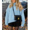 imagePRETTYGARDEN Womens Winter Clothes Pullover Oversized Sweaters Casual Long Sleeve Chunky Cable Knit Turtleneck TopsLight Blue