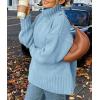 imagePRETTYGARDEN Womens Winter Clothes Pullover Oversized Sweaters Casual Long Sleeve Chunky Cable Knit Turtleneck TopsLight Blue