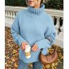 imagePRETTYGARDEN Womens Winter Clothes Pullover Oversized Sweaters Casual Long Sleeve Chunky Cable Knit Turtleneck TopsLight Blue