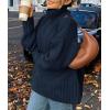 imagePRETTYGARDEN Womens Winter Clothes Pullover Oversized Sweaters Casual Long Sleeve Chunky Cable Knit Turtleneck TopsNavy