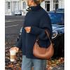 imagePRETTYGARDEN Womens Winter Clothes Pullover Oversized Sweaters Casual Long Sleeve Chunky Cable Knit Turtleneck TopsNavy