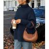 imagePRETTYGARDEN Womens Winter Clothes Pullover Oversized Sweaters Casual Long Sleeve Chunky Cable Knit Turtleneck TopsNavy