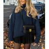 imagePRETTYGARDEN Womens Winter Clothes Pullover Oversized Sweaters Casual Long Sleeve Chunky Cable Knit Turtleneck TopsNavy