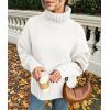 imagePRETTYGARDEN Womens Winter Clothes Pullover Oversized Sweaters Casual Long Sleeve Chunky Cable Knit Turtleneck TopsWhite