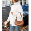 imagePRETTYGARDEN Womens Winter Clothes Pullover Oversized Sweaters Casual Long Sleeve Chunky Cable Knit Turtleneck TopsWhite