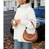 imagePRETTYGARDEN Womens Winter Clothes Pullover Oversized Sweaters Casual Long Sleeve Chunky Cable Knit Turtleneck TopsWhite