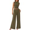 imagePRETTYGARDEN 2 Piece Sets for Women Summer 2025 Airport Travel Outfits Crop Tank Tops Wide Leg Pants Matching Lounge SetsArmy Green