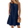 imagePRETTYGARDEN Casual Short Summer Dresses for Women 2025 Sleeveless Crewneck Cute Ruffle Loose Vacation Mini Tshirt DressNavy