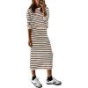 imagePRETTYGARDEN Womens 2 Piece Sets Lounge Striped Sweater Fall Casual Long Sleeve Knit Midi Skirts Matching Travel OutfitsApricot Stripe