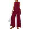 imagePRETTYGARDEN Womens 2025 Two Piece Matching Lounge Sets Asymmetrical Split Tank Tops Wide Leg Pants Summer Outfits TracksuitWine Red