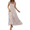 imagePRETTYGARDEN Womens Dresses 2025 Summer Floral Sleeveless Maxi Dress Casual Spaghetti Strap Tiered Flowy Beach Long DressSkhaki