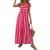 imagePRETTYGARDEN Womens Dresses 2025 Summer Floral Sleeveless Maxi Dress Casual Spaghetti Strap Tiered Flowy Beach Long DressSrose Red