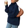 imagePRETTYGARDEN Womens Winter Clothes Pullover Oversized Sweaters Casual Long Sleeve Chunky Cable Knit Turtleneck TopsNavy