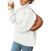 imagePRETTYGARDEN Womens Winter Clothes Pullover Oversized Sweaters Casual Long Sleeve Chunky Cable Knit Turtleneck TopsWhite