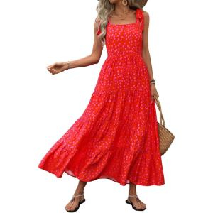 imagePRETTYGARDEN Womens Dresses 2025 Summer Floral Sleeveless Maxi Dress Casual Spaghetti Strap Tiered Flowy Beach Long DressFred