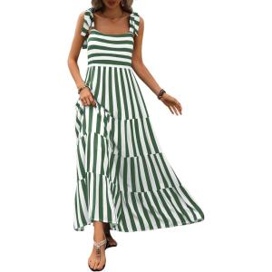 imagePRETTYGARDEN Womens Dresses 2025 Summer Floral Sleeveless Maxi Dress Casual Spaghetti Strap Tiered Flowy Beach Long DressSgreen